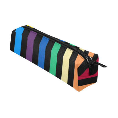Rainbow Stripes with Black Pencil Pouch/Small (Model 1681)