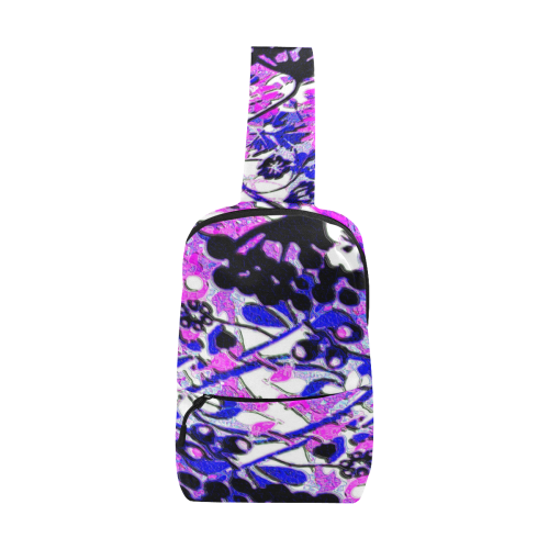 floral abstract in blues and purple Chest Bag (Model 1678)