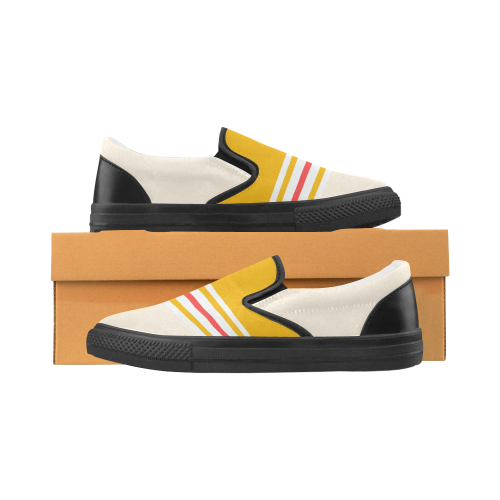 Two-toned Striped Men's Slip-on Canvas Shoes (Model 019)