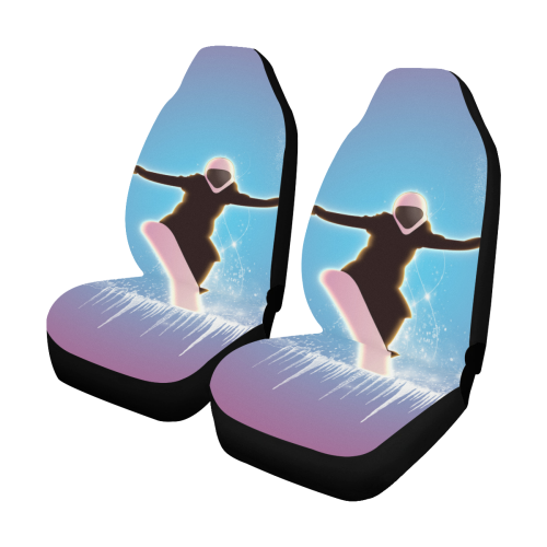Snowboarding, snowflakes and ice Car Seat Covers (Set of 2)