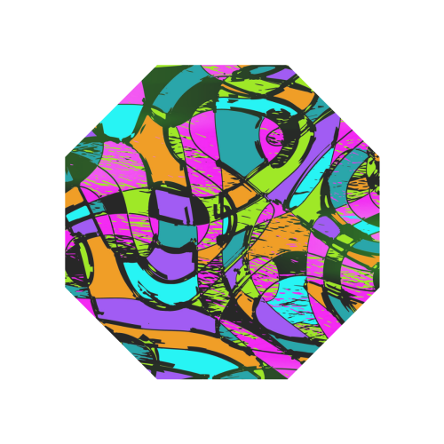 Abstract Art Squiggly Loops Multicolored Anti-UV Auto-Foldable Umbrella (Underside Printing) (U06)