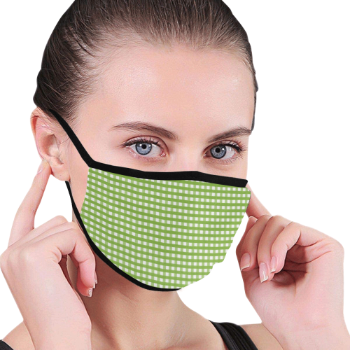 Green Gingham Checked Pattern Mouth Mask