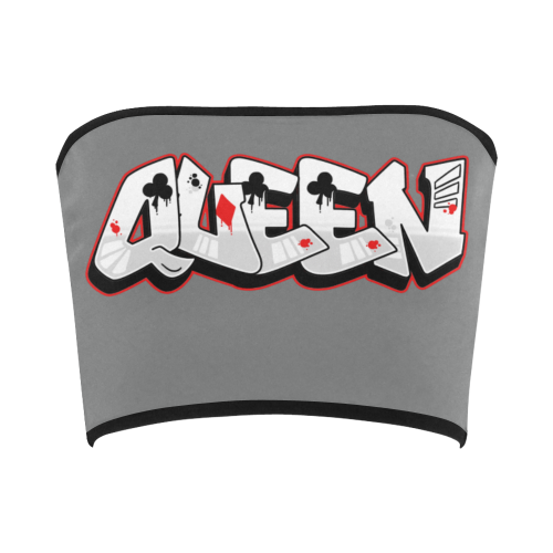 Graffiti Queen Drk Grey Bandeau Top