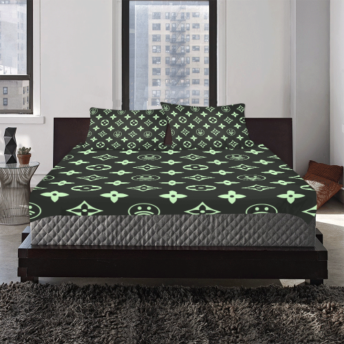 BLACK AND LIME 3-Piece Bedding Set