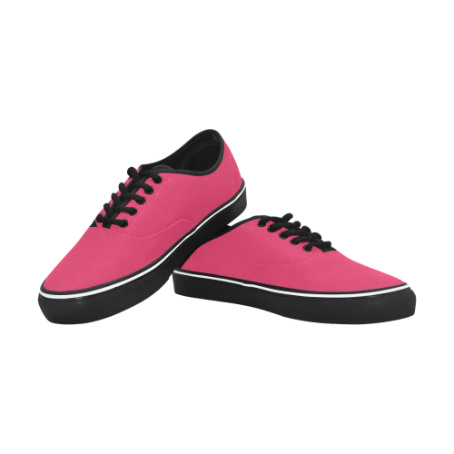 color cherry Classic Women's Canvas Low Top Shoes/Large (Model E001-4)