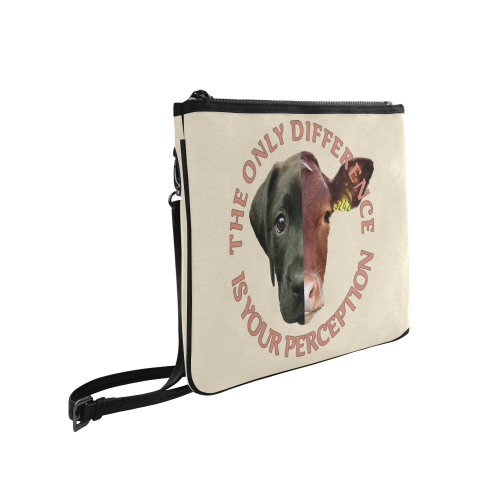 Vegan Cow and Dog Design with Slogan Slim Clutch Bag (Model 1668)