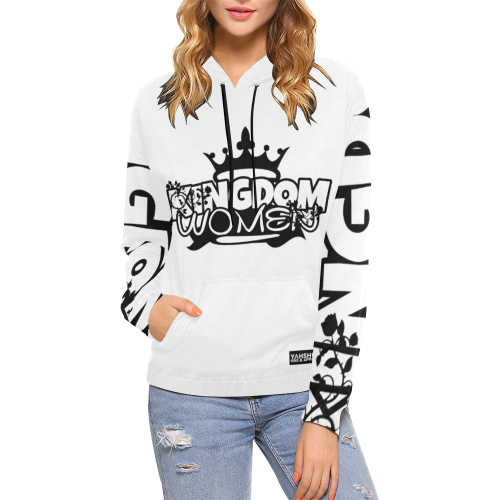 White All Over Print Hoodie for Women (USA Size) (Model H13)