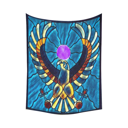 Dark Osiris Moon Temple Tribute Cotton Linen Wall Tapestry 60"x 80"