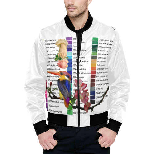 Colour Chart with Kingfisher All Over Print Quilted Bomber Jacket for Men (Model H33)
