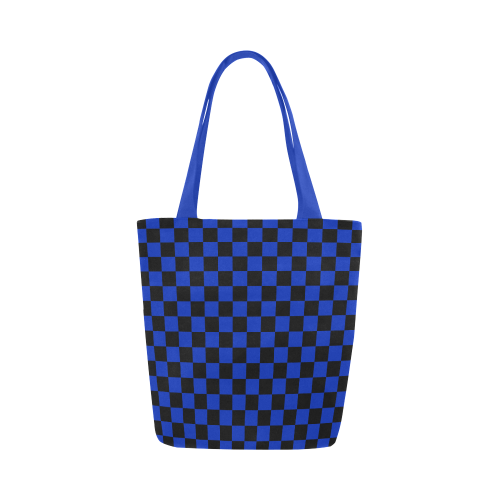 Checkerboard Black and Blue Canvas Tote Bag (Model 1657)