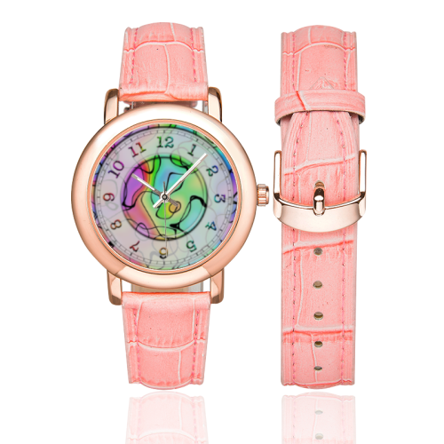 Fave Pink Watch Women's Rose Gold Leather Strap Watch(Model 201)