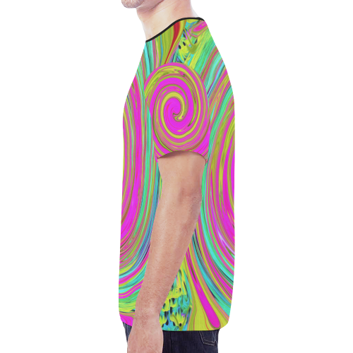 Groovy Abstract Pink Swirl New All Over Print T-shirt for Men/Large Size (Model T45)