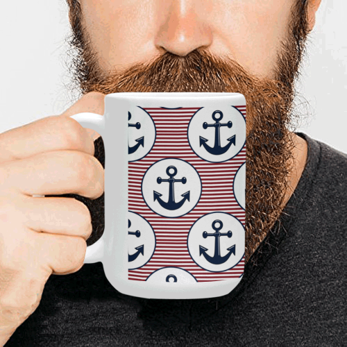 navy and red anchor nautical design Custom Ceramic Mug (15OZ)