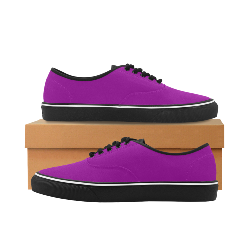 color dark magenta Classic Women's Canvas Low Top Shoes (Model E001-4)
