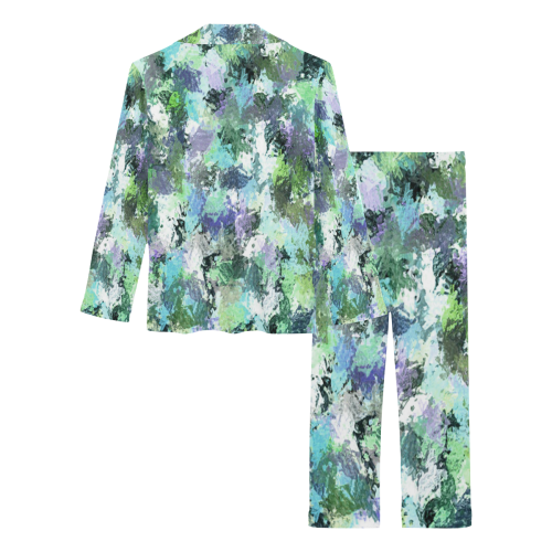 Green Paint Splatter Women's Long Pajama Set