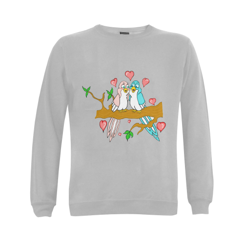 Love Birds Grey Gildan Crewneck Sweatshirt(NEW) (Model H01)