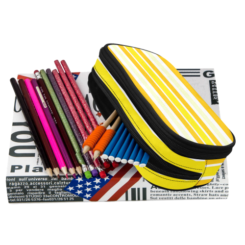 Sunshine Yellow Stripes Pencil Pouch/Large (Model 1680)
