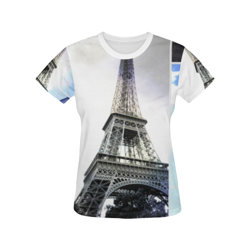 Eiffel Tower Paris All Over Print T-shirt for Women/Large Size (USA Size) (Model T40)