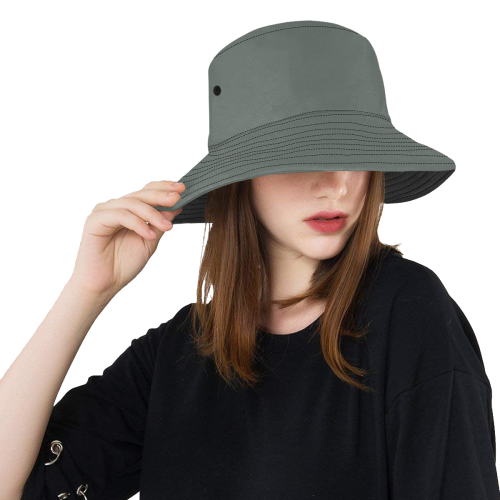 military style grey color All Over Print Bucket Hat