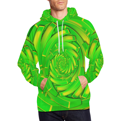 green and yellow block swirl All Over Print Hoodie for Men (USA Size) (Model H13)