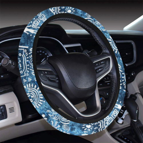 Africa Cultur Art Pattern - Rough Stamp 1 Steering Wheel Cover with Elastic Edge