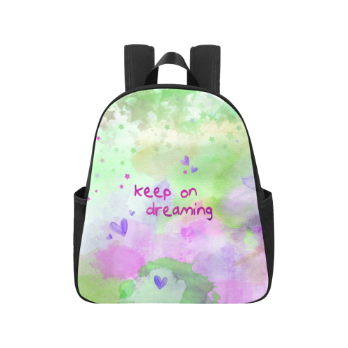 KEEP ON DREAMING - lilac and green Multi-Pocket Fabric Backpack (Model 1684)