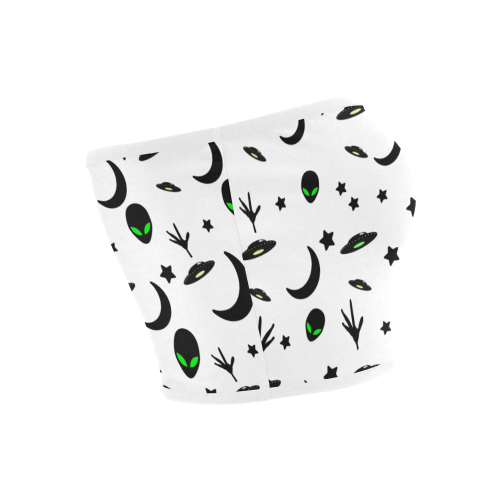 Alien Flying Saucers Stars Pattern on White Bandeau Top