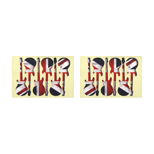 Union Jack British UK Flag Guitars Yellow Placemat 12’’ x 18’’ (Set of 2)
