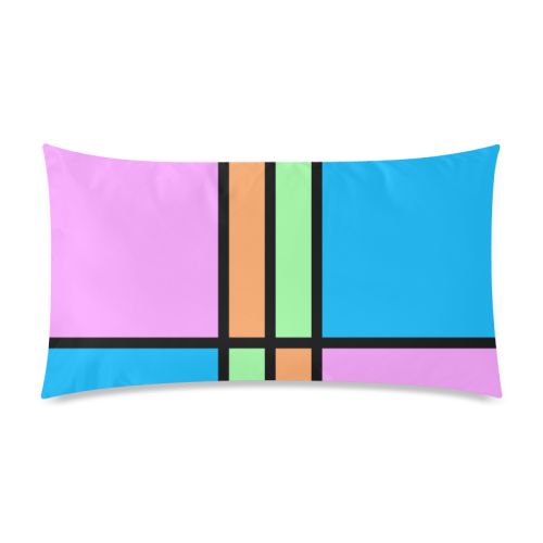 Mod Block Pink Blue Orange Green Rectangle Pillow Case 20"x36"(Twin Sides)
