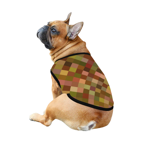Autumn Colored Squares Brown All Over Print Pet Tank Top