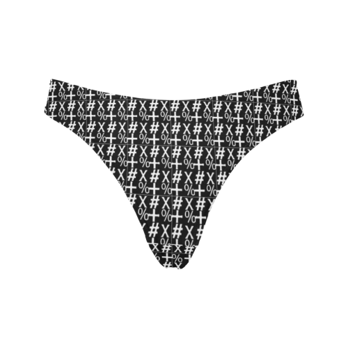 NUMBERS Collection Symbols Black/White Women's All Over Print Thongs (Model L30)