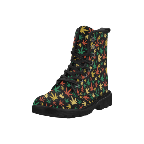 Cannabis Pattern Martin Boots for Women (Black) (Model 1203H)