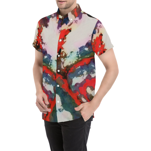 red ab Men's All Over Print Short Sleeve Shirt/Large Size (Model T53)