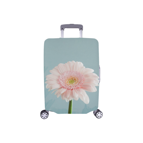 Gerbera Daisy - Pink Flower on Watercolor Blue Luggage Cover/Small 18"-21"