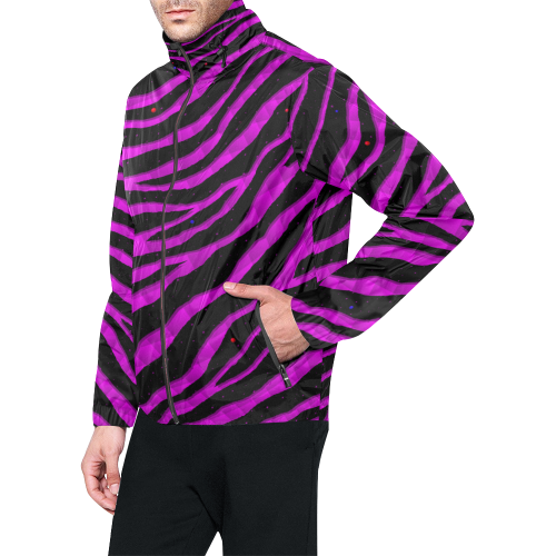 Ripped SpaceTime Stripes - Pink Unisex All Over Print Windbreaker (Model H23)