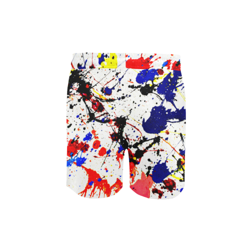 Blue & Red Paint Splatter Men's Mid-Length Swim Shorts (Model L39)