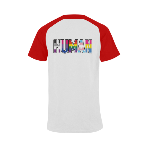Men's HUMAN PRIDE! Shirt Red 3X Men's Raglan T-shirt Big Size (USA Size) (Model T11)