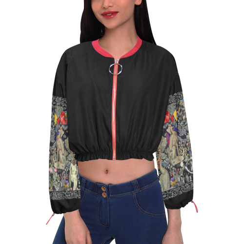 And May I Just Add? (sleeve design) Cropped Chiffon Jacket for Women (Model H30)