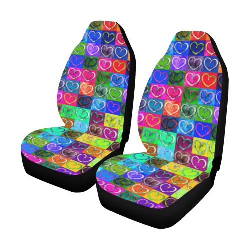 Lovely Hearts Mosaic Pattern - Grunge Colored Car Seat Covers (Set of 2)