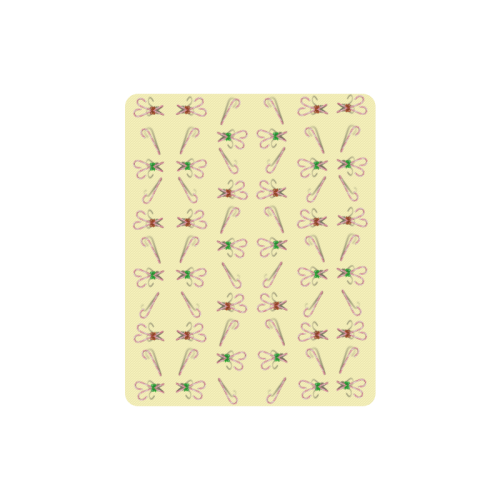 Christmas Candy Canes with Bows Yellow Rectangle Mousepad