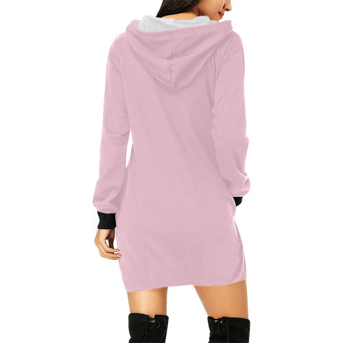 Pink All Over Print Hoodie Mini Dress (Model H27)