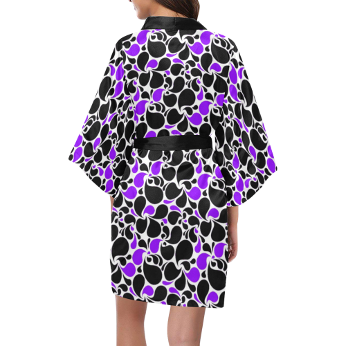 purple black paisley Kimono Robe