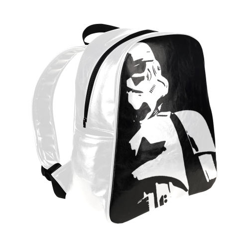 TDS White Multi-Pocket Backpack PU Leather Multi-Pockets Backpack (Model 1636)