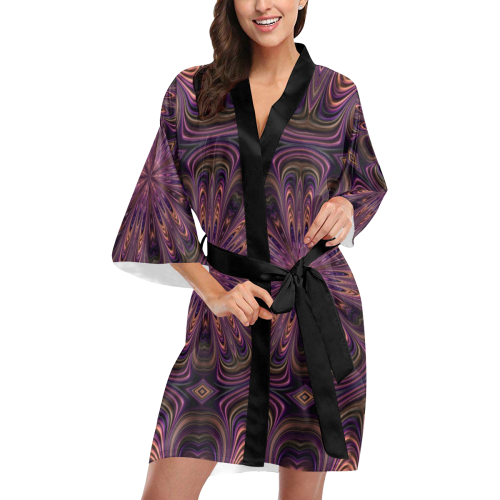 Pastel Satin Ribbons Fractal Mandala 6 Kimono Robe