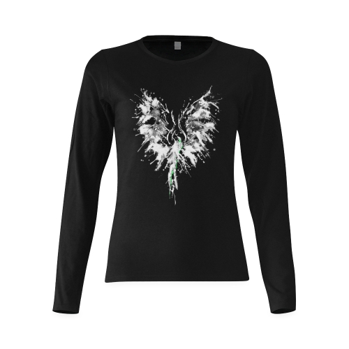 Phoenix - Abstract Painting Bird White 1 Sunny Women's T-shirt (long-sleeve) (Model T07)