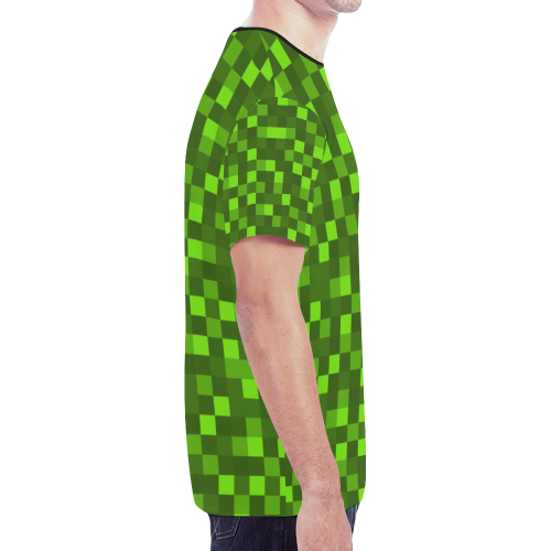 funky funny light and dark green neon color pixel pixels blocks gamer New All Over Print T-shirt for Men (Model T45)
