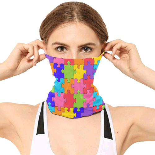 Multicolored Jigsaw Puzzle Multifunctional Headwear