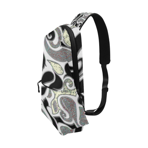 black and white abstract doodle swirls Chest Bag (Model 1678)