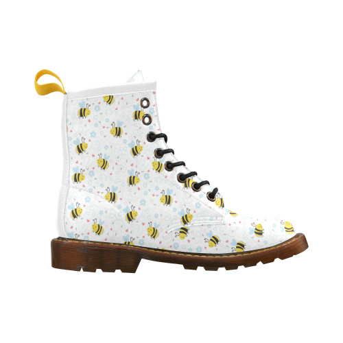 Cute Bee Pattern High Grade PU Leather Martin Boots For Men Model 402H