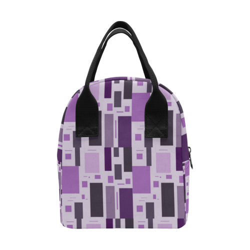 Abstract Purple Squares Zipper Lunch Bag (Model 1689)
